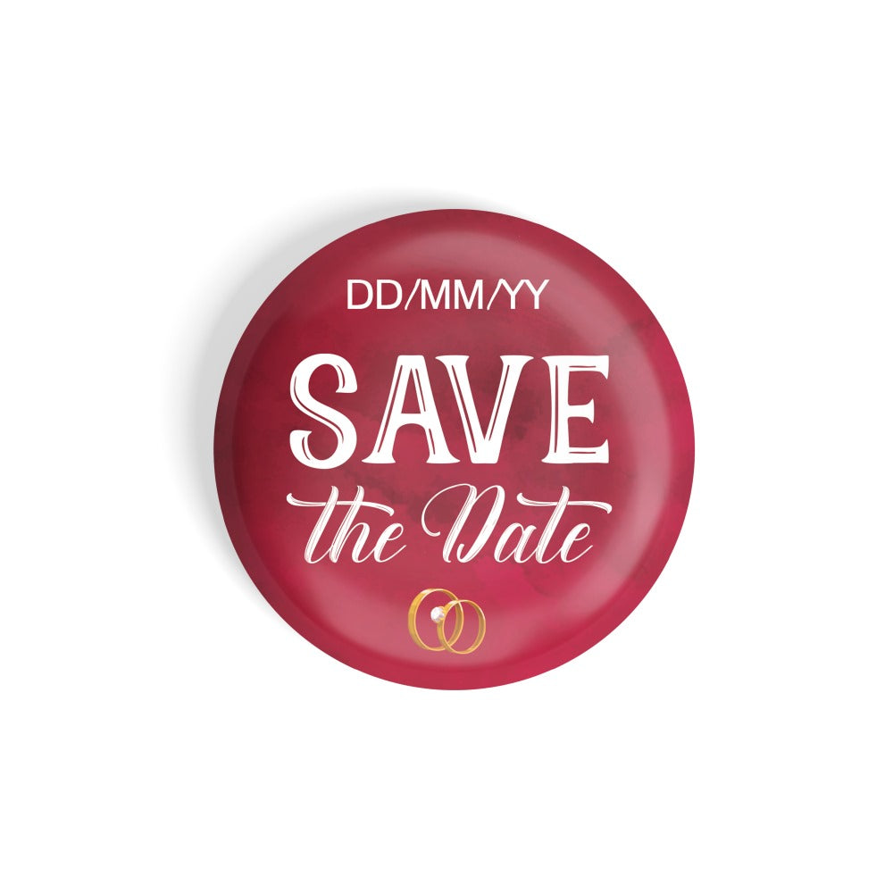 dhcrafts Round Fridge Magnet Red Color Customised Save The Date D4 Glossy Finish Design Pack of 1 (58 mm)